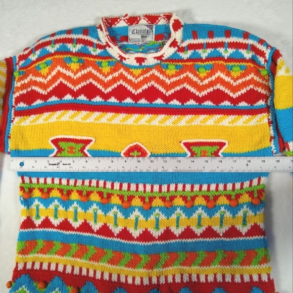 Women's Clarity Creations Hand Knit Colorful Artistic Cheerful Soft Sweater Med. - Picture 10 of 12